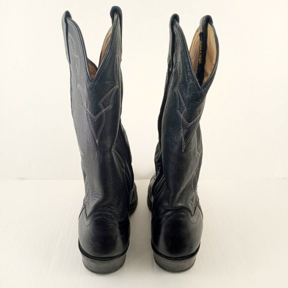 DAN POST Western Cowboy Boots 6550 Black Leather USA Made - Picture 6 of 13
